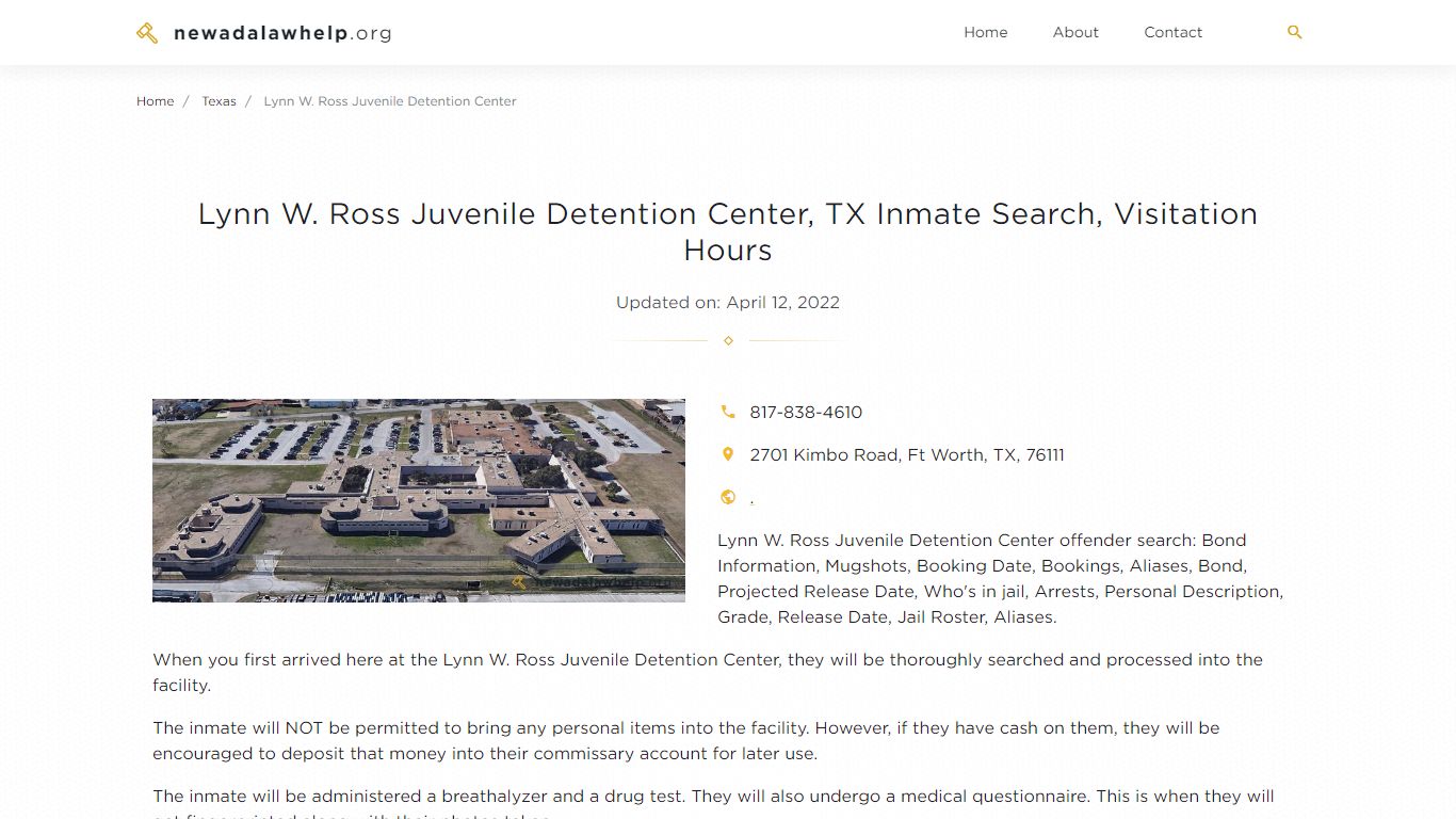 Lynn W. Ross Juvenile Detention Center, TX Inmate Search ...