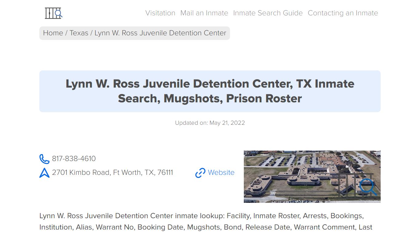 Lynn W. Ross Juvenile Detention Center, TX Inmate Search ...